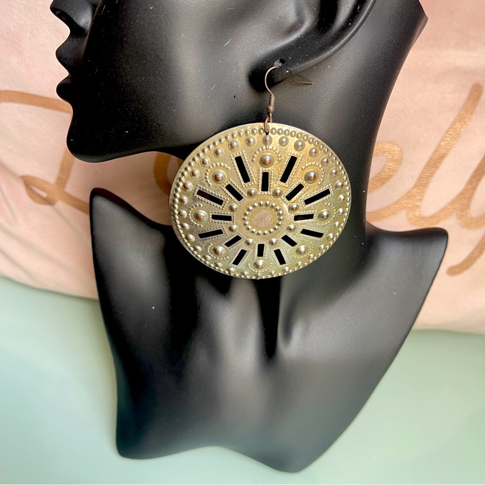 Brass Chrome Cut Earrings